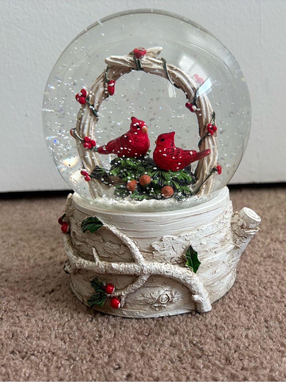 Christmas Cardinal Musical Snow Globe winter